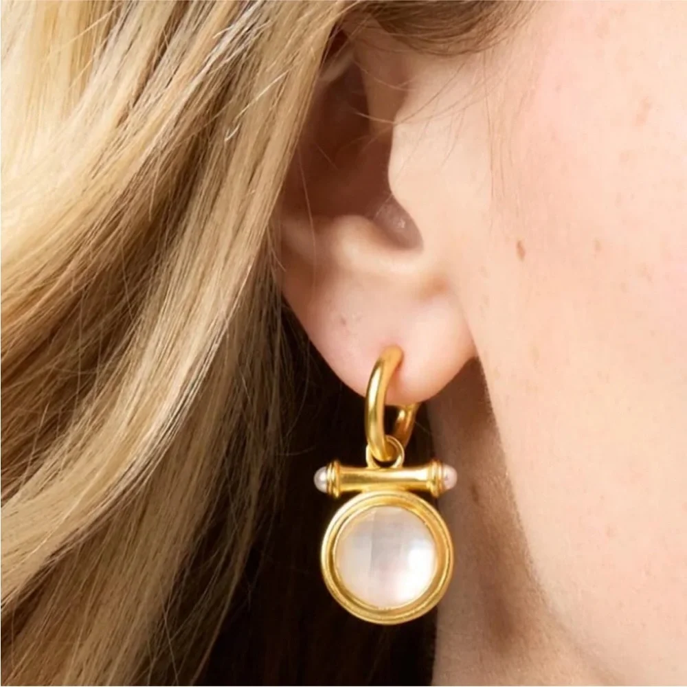 Julie Vos • Bamboo Hoop & Charm Earrings | Clear Iridescent ⭐️⭐️⭐️⭐️⭐️
